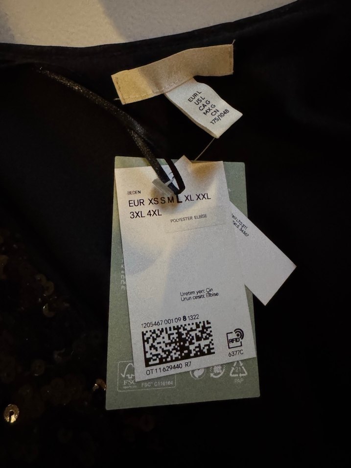 Etiketli Siyah Payetli Kadın Abiye Elbise - Görsel 4