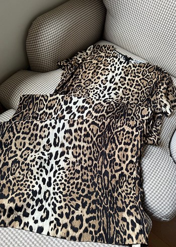 ZARA Kahverengi Leopar Desenli Uzun Elbise - Görsel 4