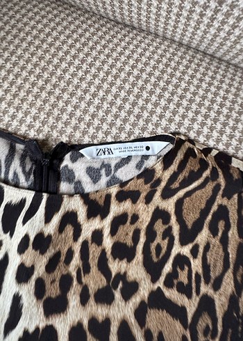 ZARA Kahverengi Leopar Desenli Uzun Elbise - Görsel 3