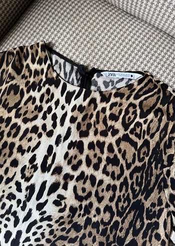ZARA Kahverengi Leopar Desenli Uzun Elbise - Görsel 5