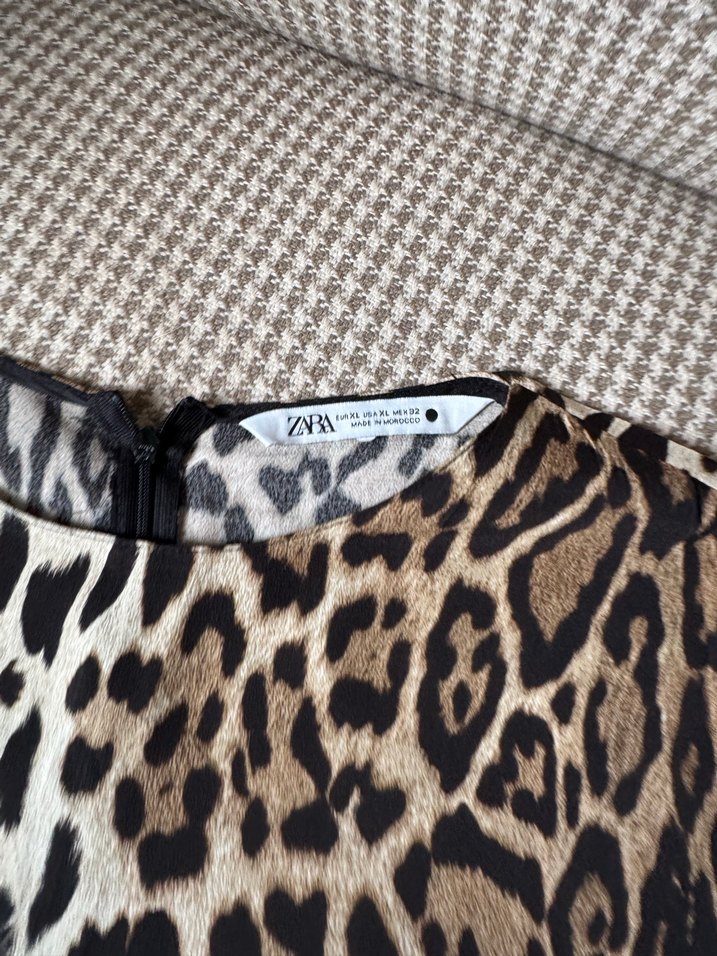 ZARA Kahverengi Leopar Desenli Uzun Elbise - Görsel 3