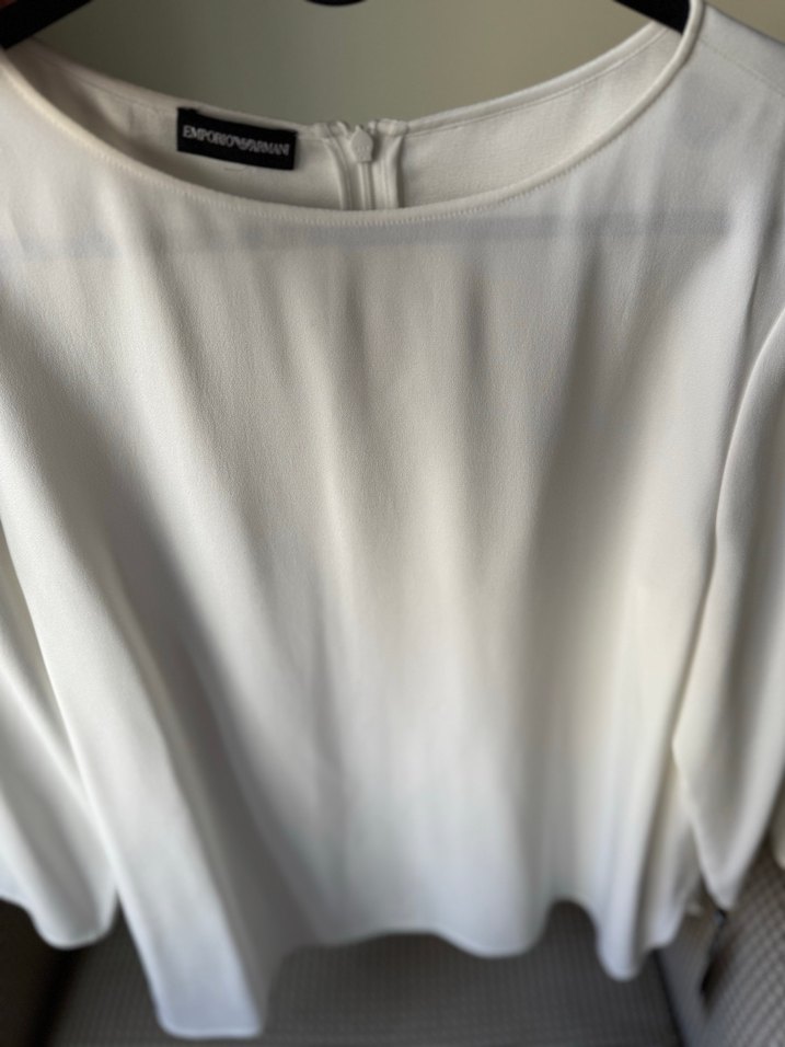 Emporio Armani Kadın Ekru Uzun Kollu Dökümlü Bluz - Görsel 5