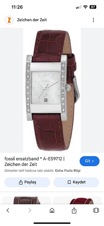 Beden bordo Renk Orjinal fossil vintage saat