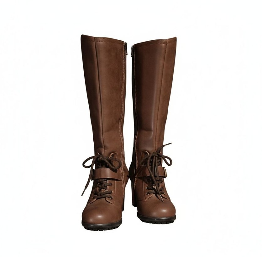 Kahverengi Suni Deri Kemerli Çizme + Çanta hediyeli / 36 numara - Görsel 2