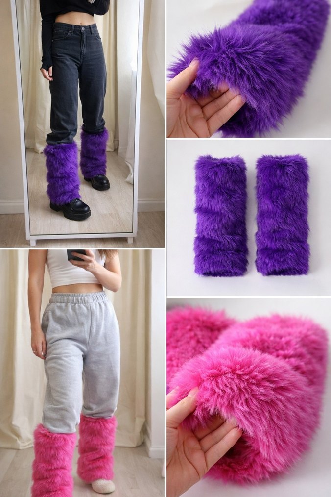 Pembe Kürklü Peluş tozluklar - Görsel 2