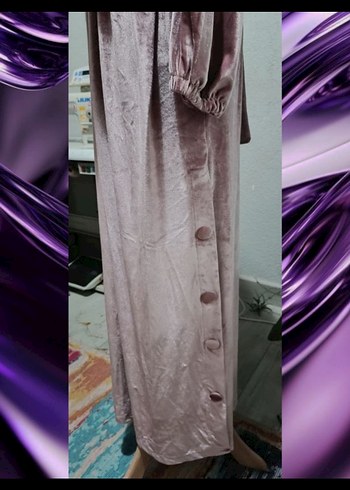 Gül Kurusu Bohem Uzun Kadife Elbise - Görsel 3