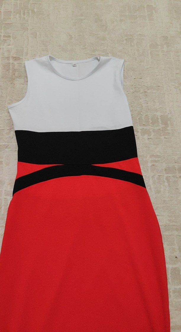 Kolsuz Kırmızı Kalem Elbise - Görsel 2