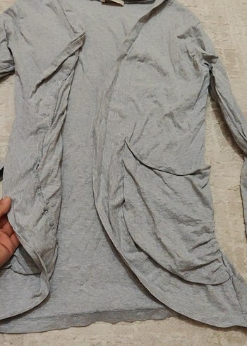 Gri V Yaka Midi Hırka - Görsel 3