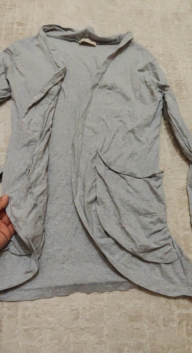 Gri V Yaka Midi Hırka - Görsel 3