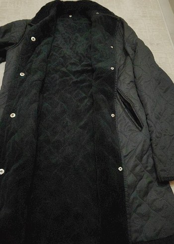 Düğmeli Siyah Uzun Kadın Ceket - Görsel 4