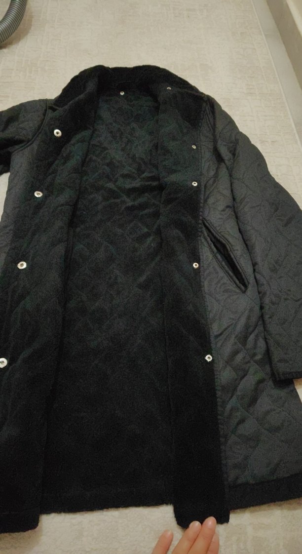 Düğmeli Siyah Uzun Kadın Ceket - Görsel 4