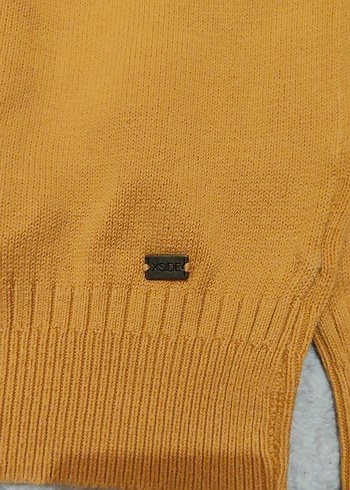 Sarı V Yaka Örgü Kadın Kazak - Görsel 3