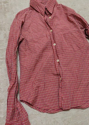 Düğmeli Kırmızı Kadın Gömlek - Görsel 2