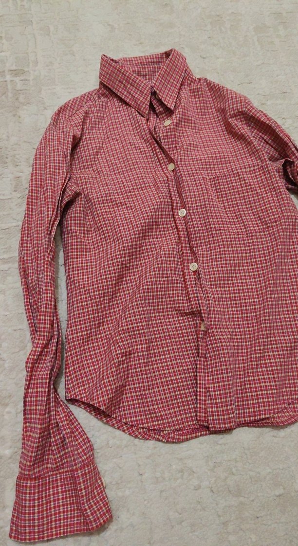 Düğmeli Kırmızı Kadın Gömlek - Görsel 2