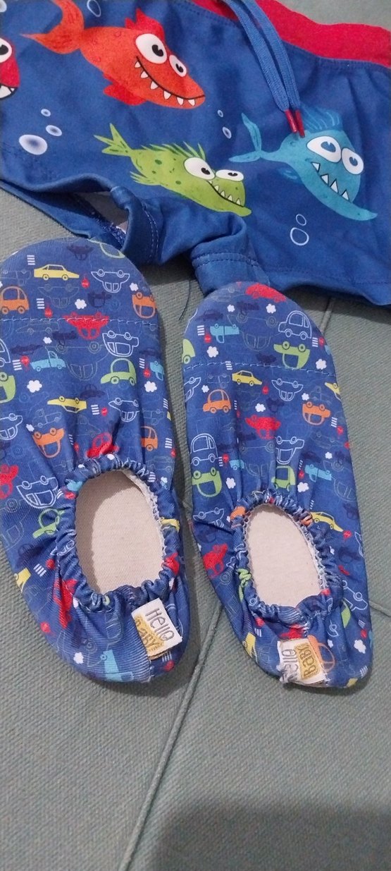 Renkli Balık Desenli Erkek Çocuk Mayo ve Ayakkabı - Görsel 2