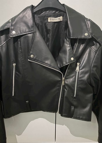 Siyah Deri Biker Ceket - Görsel 3