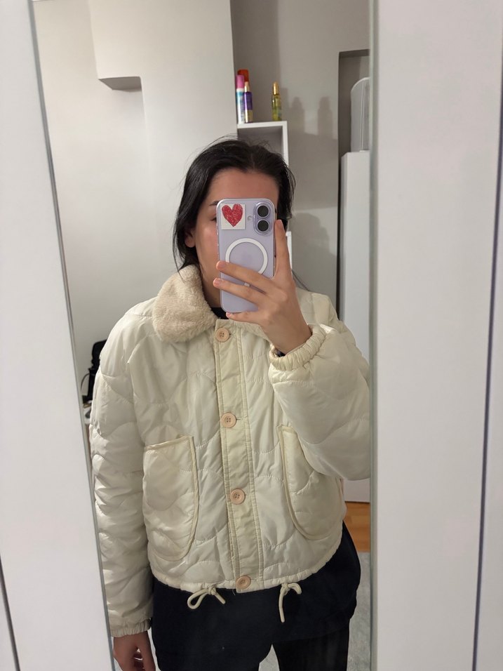 Beyaz Suni Kürk Detaylı Kadın Ceket - Görsel 3