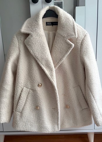 Zara Beyaz Midi Düğmeli Kadın Kaban - Görsel 3