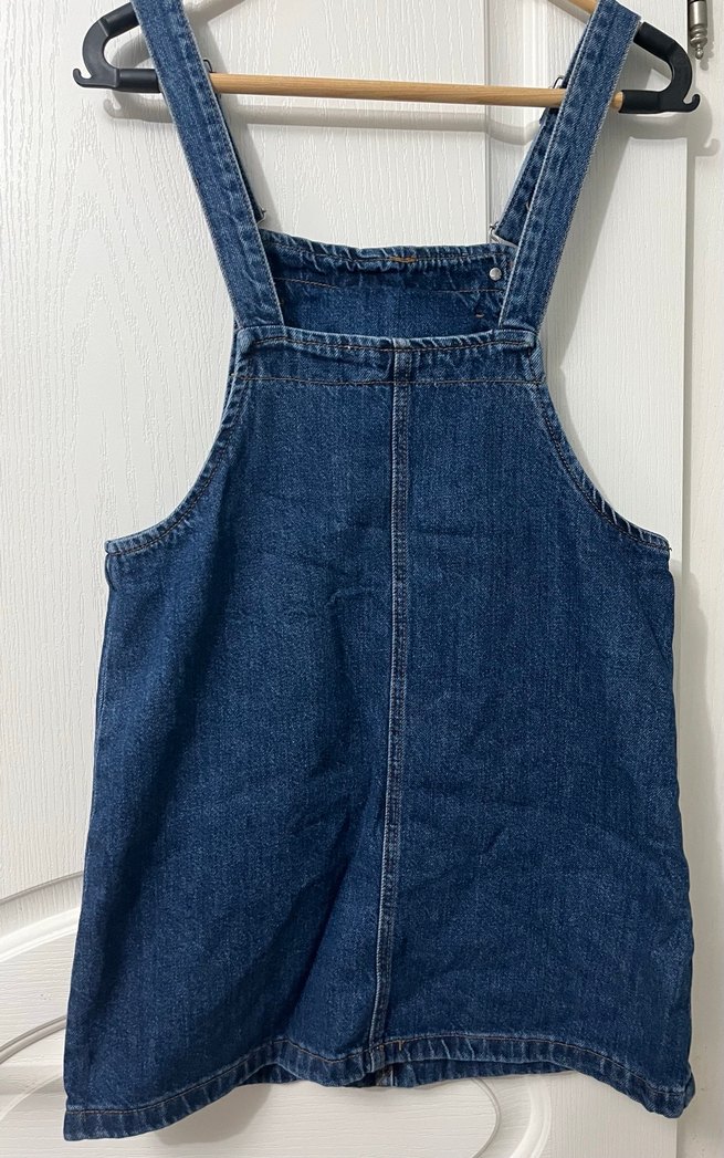 Kadın Lacivert Denim Kısa Salopet - Görsel 3