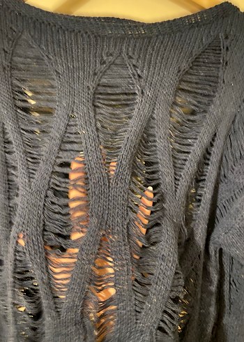 Lacivert Örgü Kadın Triko Kazak - Görsel 2