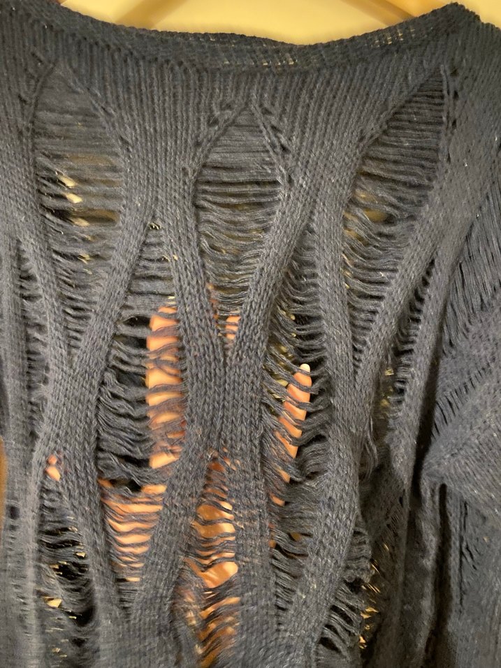 Lacivert Örgü Kadın Triko Kazak - Görsel 2