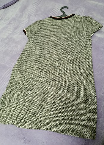 V Yaka Gri Örgü Midi Elbise Zara - Görsel 3