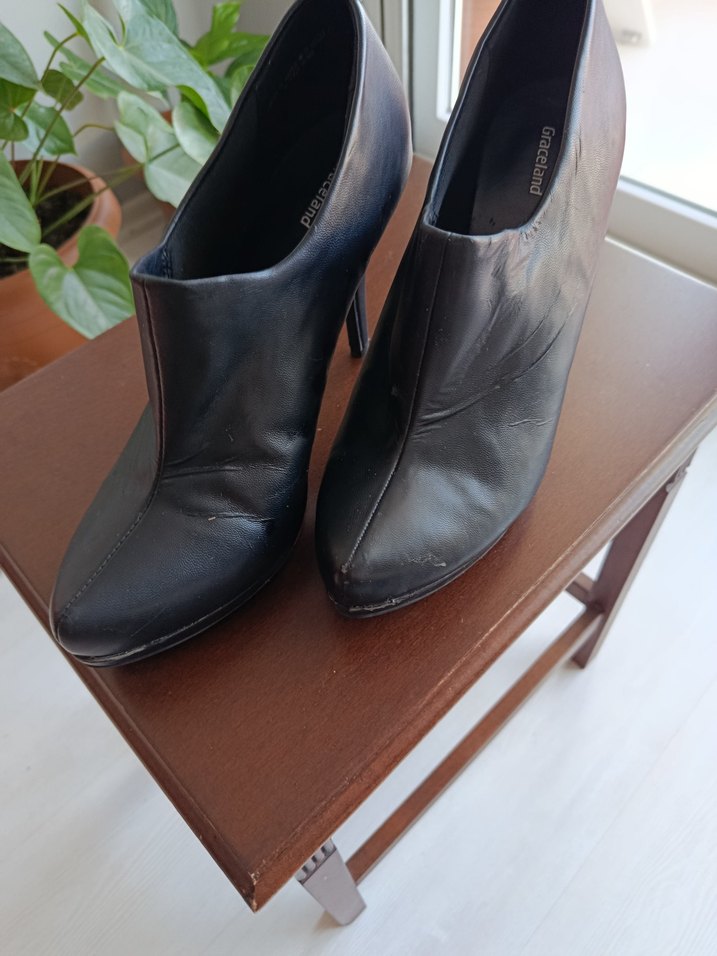 Siyah Rugan Dolgu Topuklu Kadın Stiletto - Görsel 3