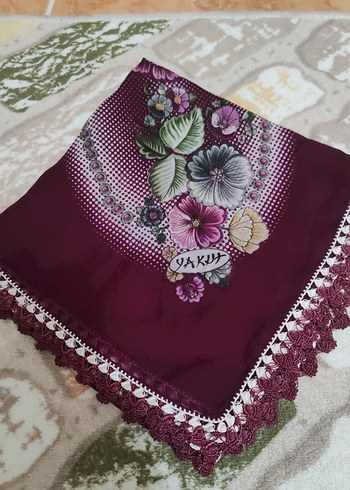 Bordo Dantel Detaylı Kadın Fular - Görsel 4