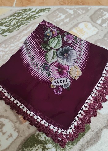 Bordo Dantel Detaylı Kadın Fular - Görsel 2