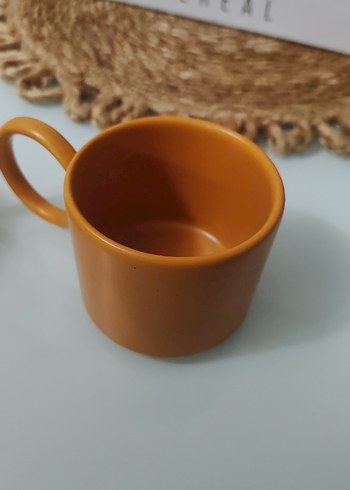 Yuvarlak Kulplu Kahverengi Seramik Fincanlar - Görsel 3