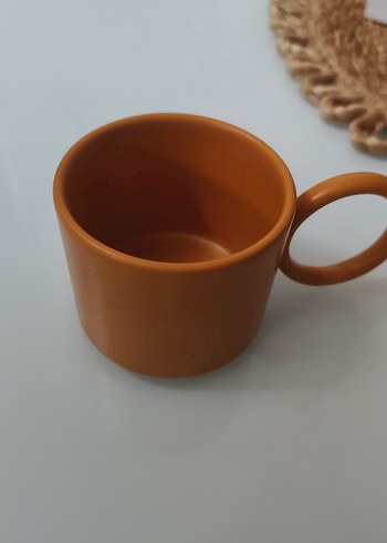 Yuvarlak Kulplu Kahverengi Seramik Fincanlar - Görsel 4