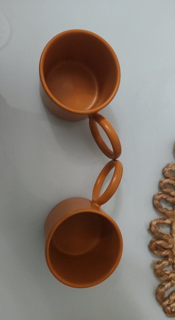 Yuvarlak Kulplu Kahverengi Seramik Fincanlar - Görsel 5