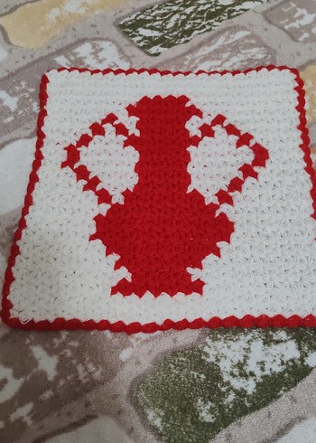 Kırmızı Desenli Örgü Banyo Süngeri - Görsel 2