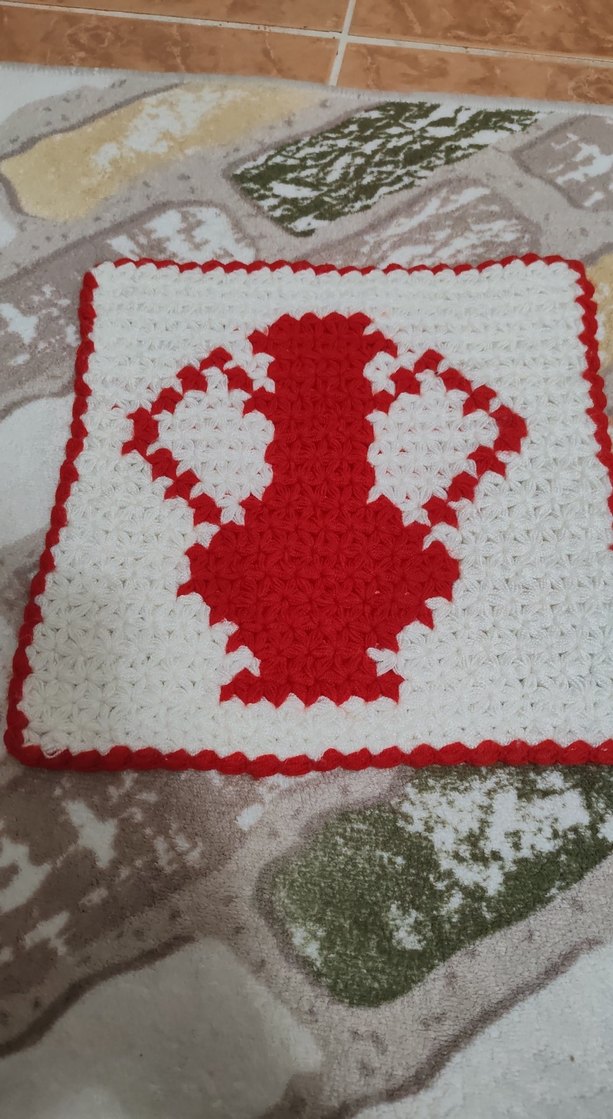 Kırmızı Desenli Örgü Banyo Süngeri - Görsel 3