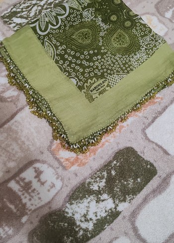 Dantel Detaylı Yeşil Bohem Kadın Fular - Görsel 2