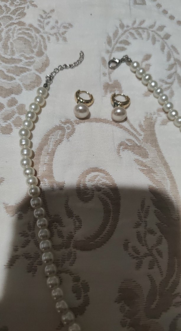 Beyaz Boncuklu Midi Kolye ve Küpe Seti - Görsel 3