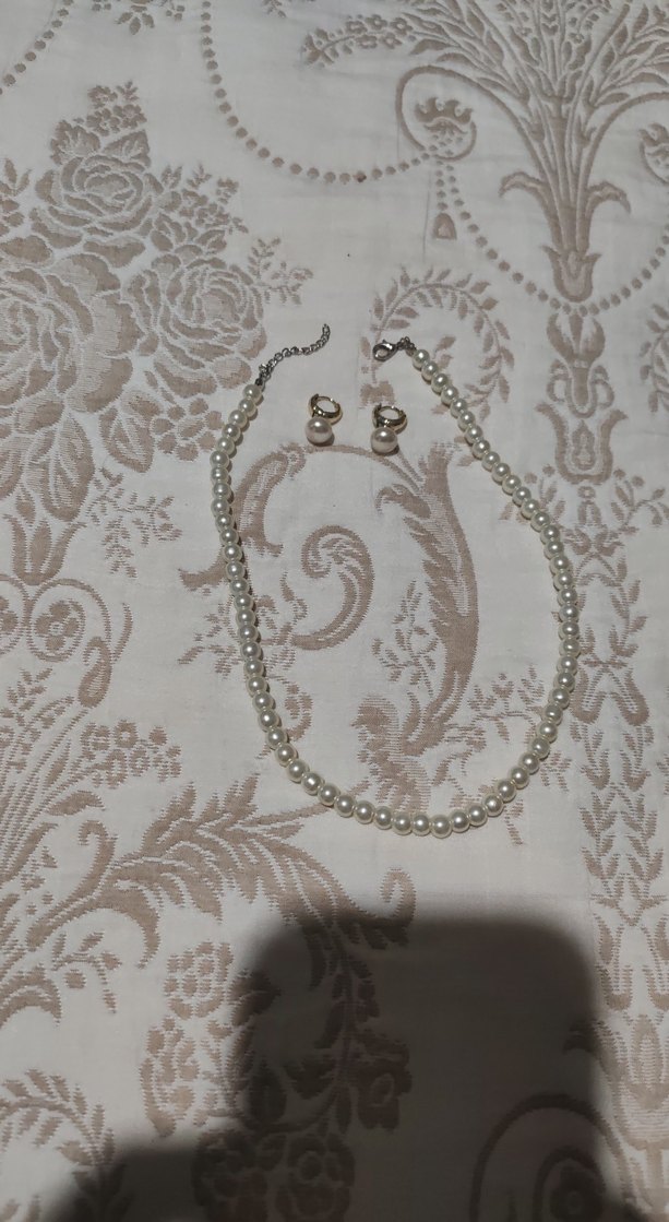 Beyaz Boncuklu Midi Kolye ve Küpe Seti - Görsel 2