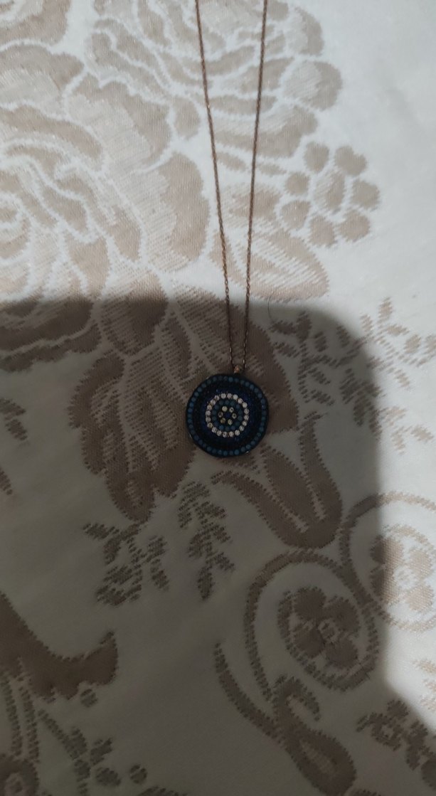 Nakışlı Mavi Zincir Kolye - Görsel 3