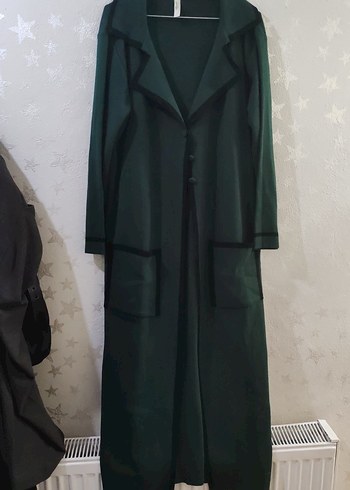 Drapeli Yeşil Uzun Kadın Kaban - Görsel 3