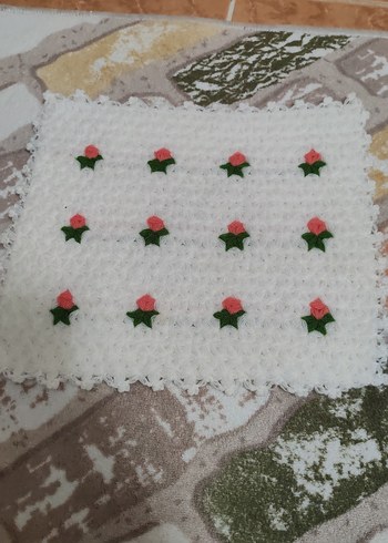 Beyaz Çiçek Desenli Banyo Süngeri - Görsel 3