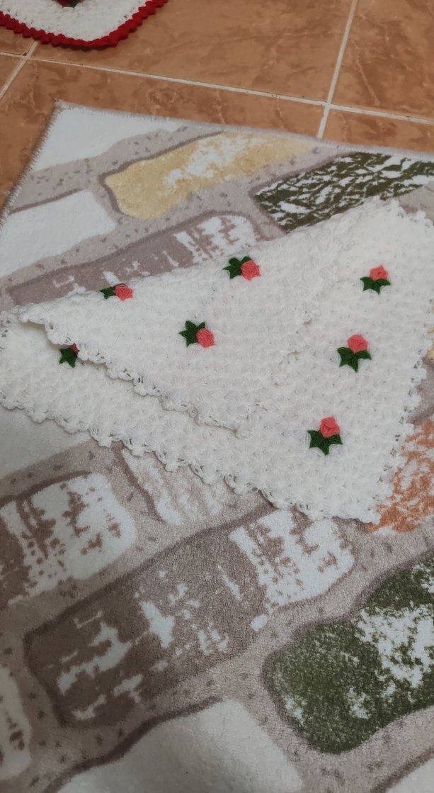 Beyaz Çiçek Desenli Banyo Süngeri - Görsel 4