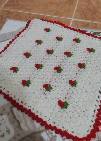 Kırmızı Çiçekli Beyaz Banyo Süngeri - Görsel 3