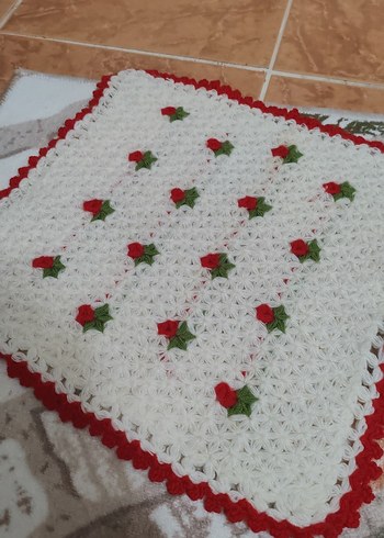 Kırmızı Çiçekli Beyaz Banyo Süngeri - Görsel 2