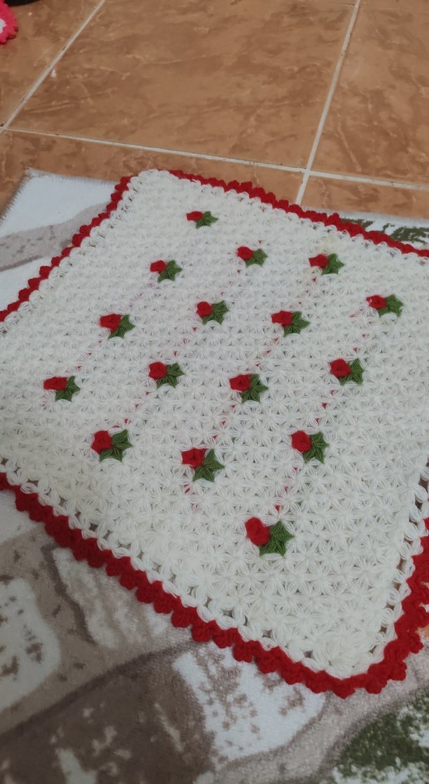 Kırmızı Çiçekli Beyaz Banyo Süngeri - Görsel 3