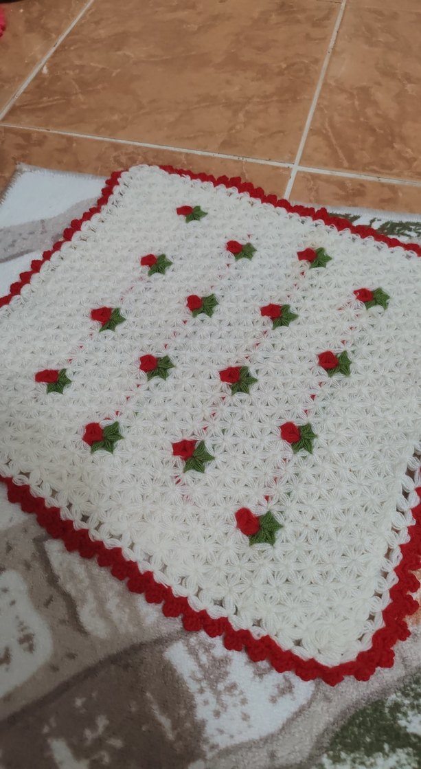 Kırmızı Çiçekli Beyaz Banyo Süngeri - Görsel 2