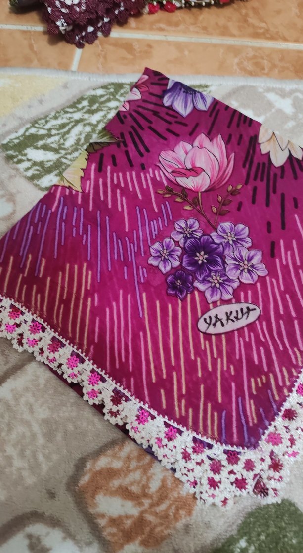 Mor Dantel Detaylı Bohem Kadın Fular - Görsel 4