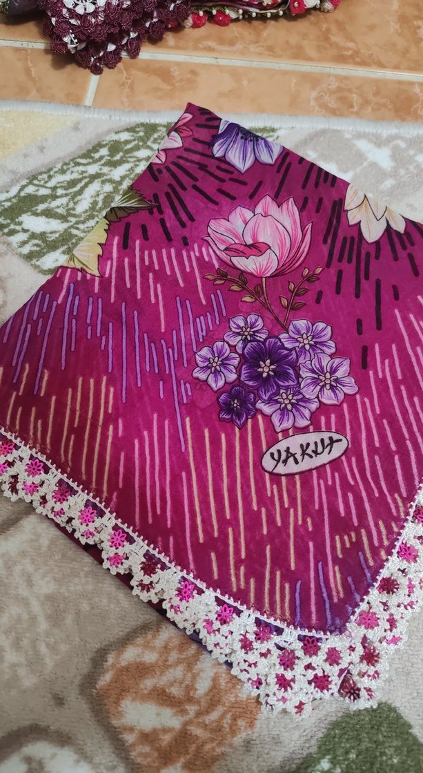 Mor Dantel Detaylı Bohem Kadın Fular - Görsel 3