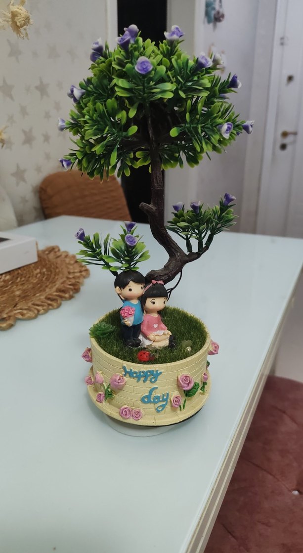 Renkli Çift Figürlü Dekoratif Ağaç - Görsel 2