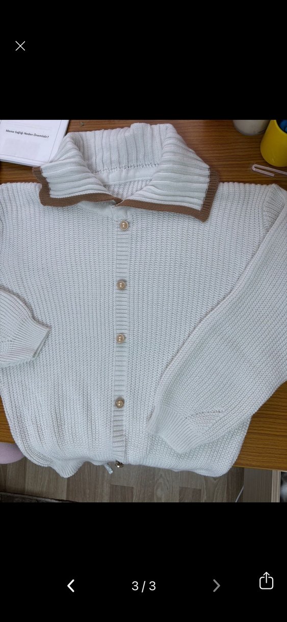 Pastel Beyaz Örgü Kadın Hırka - Görsel 3