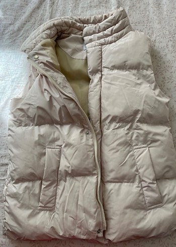 Ekru bej Yüksek Yakalı Kadın mudo Yelek - Görsel 3